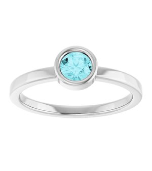 71806 Ring Set 14K White Natural Blue Zircon Round 4.5 Mm Polished Natural Blue Zircon Ring