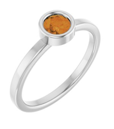 71806 Ring Set 14K White Natural Citrine Round 4.5 Mm Polished Natural Citrine Ring