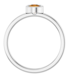 71806 Ring Set 14K White Natural Citrine Round 4.5 Mm Polished Natural Citrine Ring