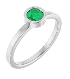 71806 Ring Set 14K White Natural Emerald Round 4.5 Mm Polished Natural Emerald Ring
