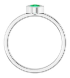 71806 Ring Set 14K White Natural Emerald Round 4.5 Mm Polished Natural Emerald Ring