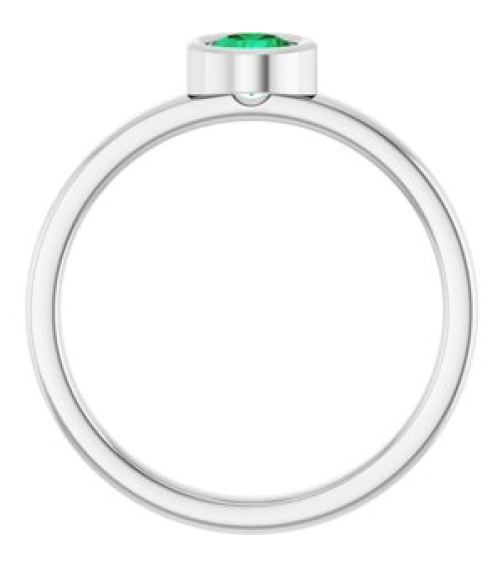 71806 Ring Set 14K White Natural Emerald Round 4.5 Mm Polished Natural Emerald Ring