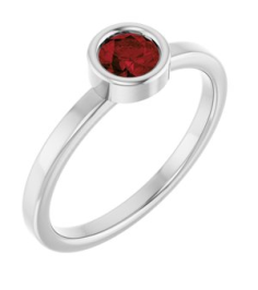 71806 Ring Set 14K White Natural Mozambique Garnet Round 4.5 Mm Polished Natural Mozambique Garnet Ring
