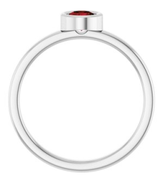 71806 Ring Set 14K White Natural Mozambique Garnet Round 4.5 Mm Polished Natural Mozambique Garnet Ring