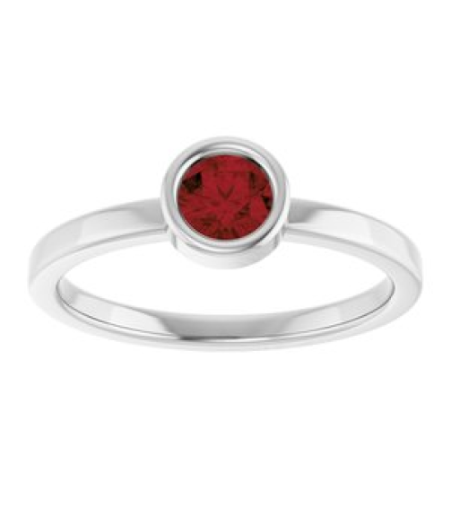 71806 Ring Set 14K White Natural Mozambique Garnet Round 4.5 Mm Polished Natural Mozambique Garnet Ring