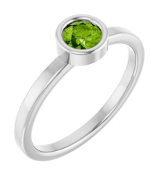 71806 Ring Set 14K White Natural Peridot Round 4.5 Mm Polished Natural Peridot Ring