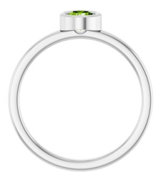 71806 Ring Set 14K White Natural Peridot Round 4.5 Mm Polished Natural Peridot Ring