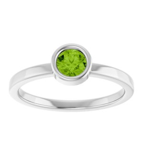 71806 Ring Set 14K White Natural Peridot Round 4.5 Mm Polished Natural Peridot Ring