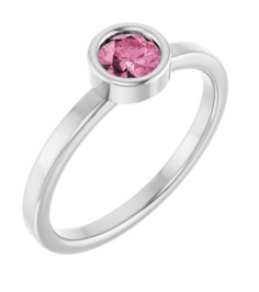 71806 Ring Set 14K White Natural Pink Tourmaline Round 4.5 Mm Polished Natural Pink Tourmaline Ring