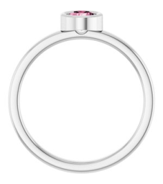 71806 Ring Set 14K White Natural Pink Tourmaline Round 4.5 Mm Polished Natural Pink Tourmaline Ring