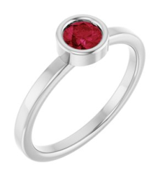 71806 Ring Set 14K White Natural Ruby Round 4.5 Mm Polished Natural Ruby Ring