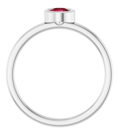 71806 Ring Set 14K White Natural Ruby Round 4.5 Mm Polished Natural Ruby Ring