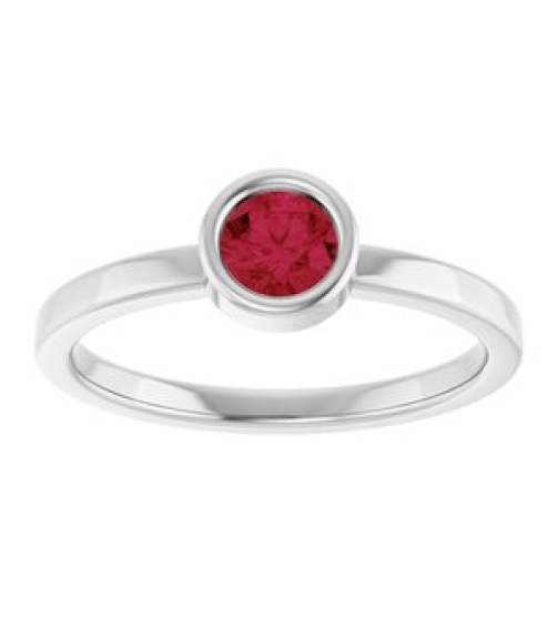 71806 Ring Set 14K White Natural Ruby Round 4.5 Mm Polished Natural Ruby Ring
