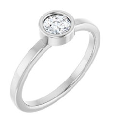 71806 Ring Set 14K White Natural White Sapphire Round 4.5 Mm Polished Natural White Sapphire Ring