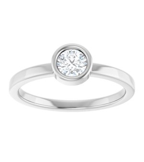 71806 Ring Set 14K White Natural White Sapphire Round 4.5 Mm Polished Natural White Sapphire Ring