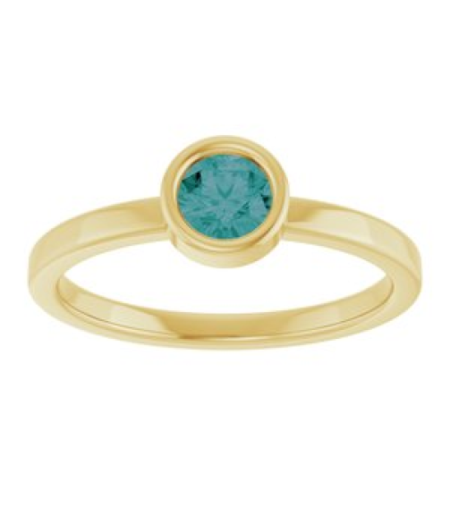 71806 Ring Set 14K Yellow Lab-Grown Alexandrite Round 4.5 Mm Polished Lab-Grown Alexandrite Ring