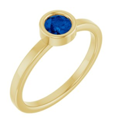 71806 Ring Set 14K Yellow Lab-Grown Blue Sapphire Round 4.5 Mm Polished Lab-Grown Blue Sapphire Ring