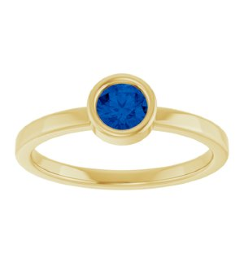 71806 Ring Set 14K Yellow Lab-Grown Blue Sapphire Round 4.5 Mm Polished Lab-Grown Blue Sapphire Ring