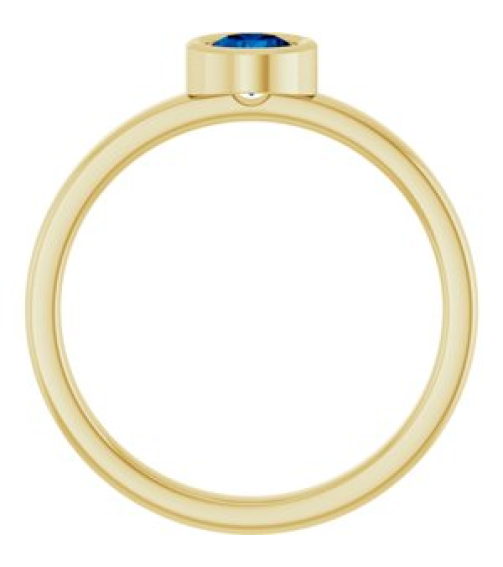71806 Ring Set 14K Yellow Lab-Grown Blue Sapphire Round 4.5 Mm Polished Lab-Grown Blue Sapphire Ring