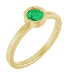 71806 Ring Set 14K Yellow Lab-Grown Emerald Round 4.5 Mm Polished Lab-Grown Emerald Ring