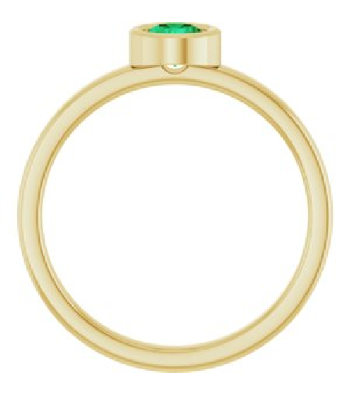 71806 Ring Set 14K Yellow Lab-Grown Emerald Round 4.5 Mm Polished Lab-Grown Emerald Ring