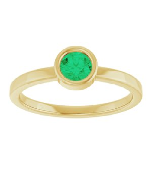 71806 Ring Set 14K Yellow Lab-Grown Emerald Round 4.5 Mm Polished Lab-Grown Emerald Ring
