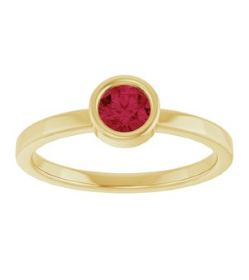 71806 Ring Set 14K Yellow Lab-Grown Ruby Round 4.5 Mm Polished Lab-Grown Ruby Ring