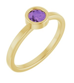 71806 Ring Set 14K Yellow Natural Amethyst Round 4.5 Mm Polished Natural Amethyst Ring