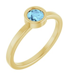 71806 Ring Set 14K Yellow Natural Aquamarine Round 4.5 Mm Polished Natural Aquamarine Ring