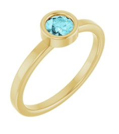 71806 Ring Set 14K Yellow Natural Blue Zircon Round 4.5 Mm Polished Natural Blue Zircon Ring