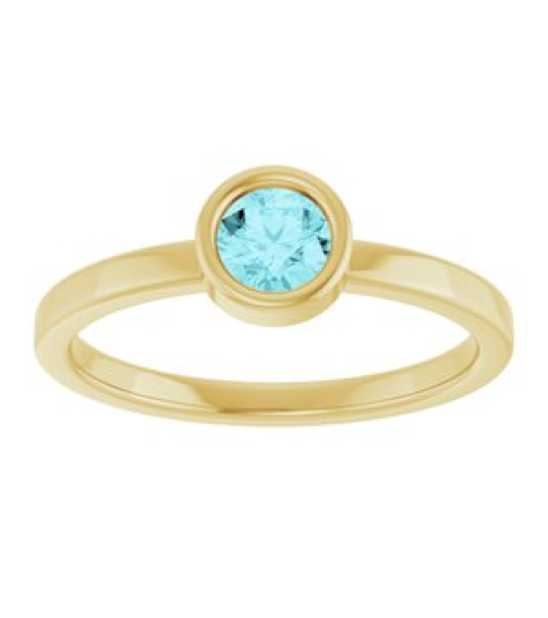 71806 Ring Set 14K Yellow Natural Blue Zircon Round 4.5 Mm Polished Natural Blue Zircon Ring