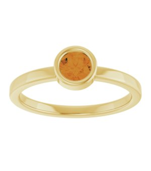 71806 Ring Set 14K Yellow Natural Citrine Round 4.5 Mm Polished Natural Citrine Ring
