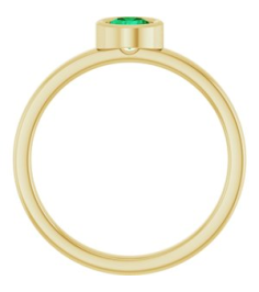 71806 Ring Set 14K Yellow Natural Emerald Round 4.5 Mm Polished Natural Emerald Ring