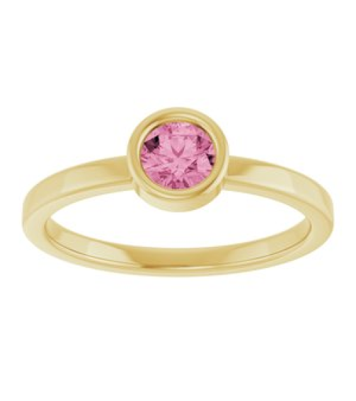 71806 Ring Set 14K Yellow Natural Pink Tourmaline Round 4.5 Mm Polished Natural Pink Tourmaline Ring