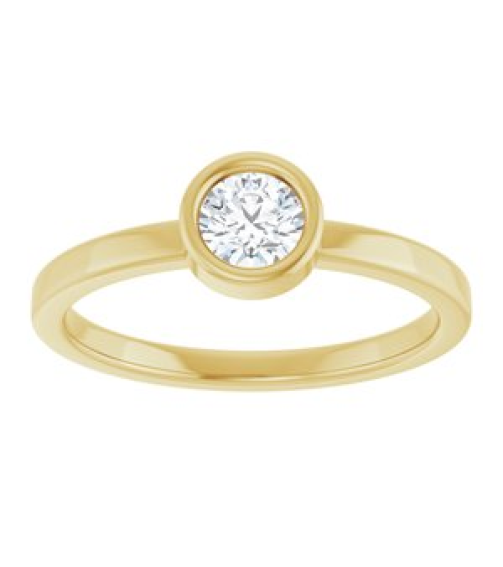 71806 Ring Set 14K Yellow Natural White Sapphire Round 4.5 Mm Polished Natural White Sapphire Ring