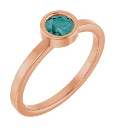 71806 Ring Set 14K Rose Lab-Grown Alexandrite Round 4.5 Mm Polished Lab-Grown Alexandrite Ring