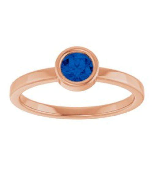 71806 Ring Set 14K Rose Lab-Grown Blue Sapphire Round 4.5 Mm Polished Lab-Grown Blue Sapphire Ring