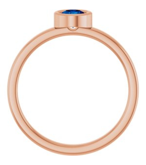 71806 Ring Set 14K Rose Lab-Grown Blue Sapphire Round 4.5 Mm Polished Lab-Grown Blue Sapphire Ring