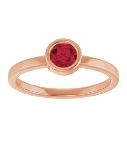 71806 Ring Set 14K Rose Lab-Grown Ruby Round 4.5 Mm Polished Lab-Grown Ruby Ring