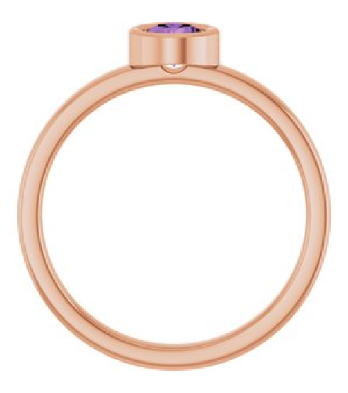 71806 Ring Set 14K Rose Natural Amethyst Round 4.5 Mm Polished Natural Amethyst Ring