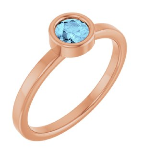 71806 Ring Set 14K Rose Natural Aquamarine Round 4.5 Mm Polished Natural Aquamarine Ring