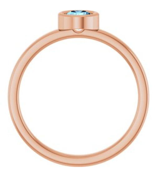 71806 Ring Set 14K Rose Natural Aquamarine Round 4.5 Mm Polished Natural Aquamarine Ring