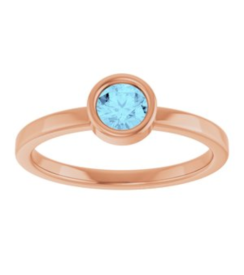 71806 Ring Set 14K Rose Natural Aquamarine Round 4.5 Mm Polished Natural Aquamarine Ring