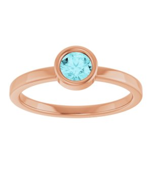71806 Ring Set 14K Rose Natural Blue Zircon Round 4.5 Mm Polished Natural Blue Zircon Ring