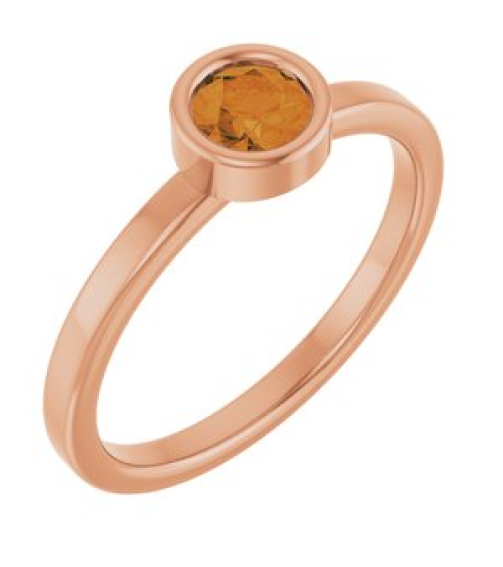 71806 Ring Set 14K Rose Natural Citrine Round 4.5 Mm Polished Natural Citrine Ring