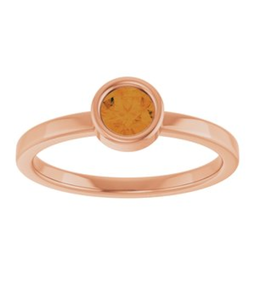 71806 Ring Set 14K Rose Natural Citrine Round 4.5 Mm Polished Natural Citrine Ring