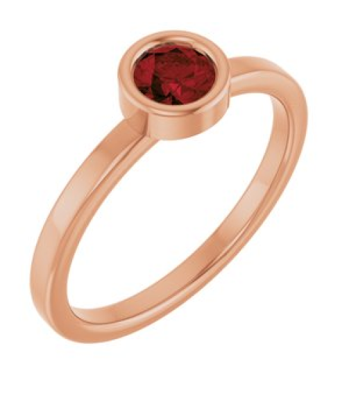 71806 Ring Set 14K Rose Natural Mozambique Garnet Round 4.5 Mm Polished Natural Mozambique Garnet Ring