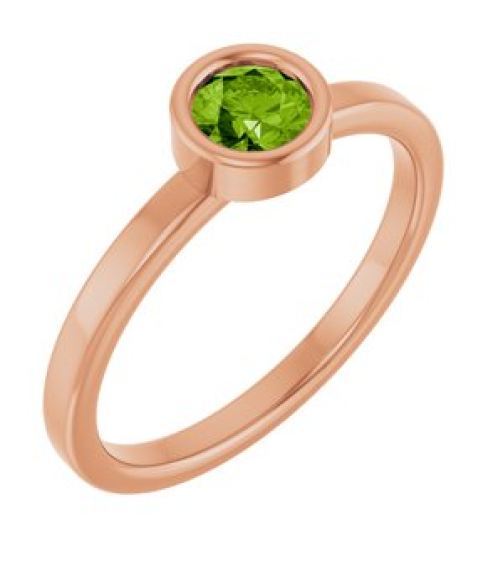 71806 Ring Set 14K Rose Natural Peridot Round 4.5 Mm Polished Natural Peridot Ring