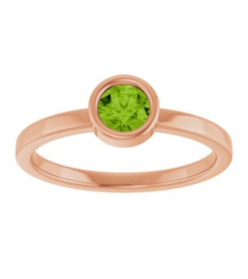 71806 Ring Set 14K Rose Natural Peridot Round 4.5 Mm Polished Natural Peridot Ring