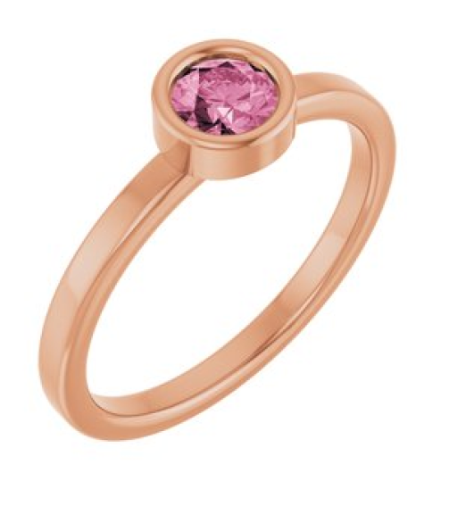 71806 Ring Set 14K Rose Natural Pink Tourmaline Round 4.5 Mm Polished Natural Pink Tourmaline Ring
